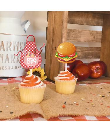 36Pcs BBQ Theme Cupcake Toppers Barbecue Theme Cake Cupcake Decor for Summer Barbeque Theme Birthday Party Baby Q Baby Shower Summer Picnic Party Supplies - Buy Online on GoSupps.com