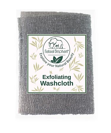 Natural Elephant Exfoliating Washcloth Charcoal Grey Japanese Shower Scrubber for Body (Single Washcloth)