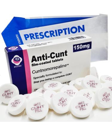 Prank Pill Tablet Box with Mints - Funny Xmas Gift for Him - Ideal Present for Dad, Boyfriend, Uncle - 40th 50th 60th Birthday, Christmas, Valentines - Anti Cunt Design - Buy Online on GoSupps.com