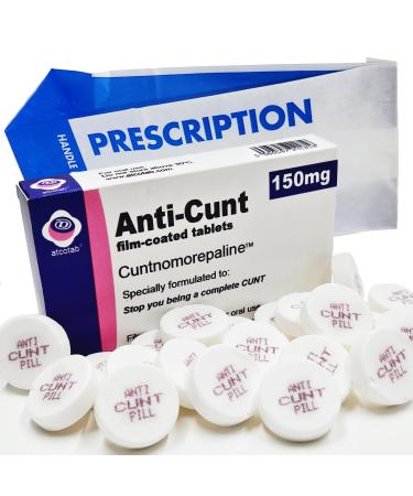 Mints Included - Prank Pill Tablet Box - Xmas Gift Ideal Present for Him Husband Boyfriend Dad Men Uncle Funny Valentines Christmas 40th 50th 60th Secret Santa Birthday Aprils Fools (Anti Cunt)