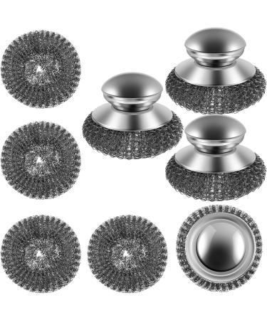 Steel Wool Scrubber with Replacement Wire Pads Set Replaceable Steel Pot Scrubber Non Scratch Steel Dish Scrubber Sturdy Steel Pan Scrubber for Cleaning Pots Pans Grills Sink CA(4) - Buy Online on GoSupps.com