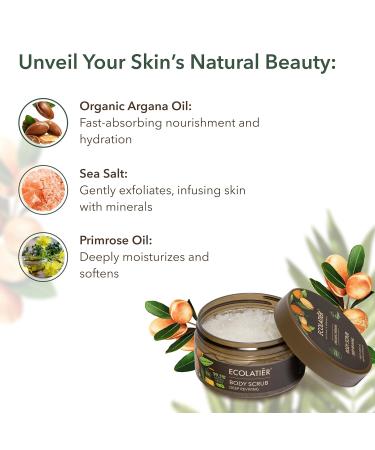 Deep Reviving Organic Argan Oil Body Scrub - 99.3% Natural Exfoliating Scrub for Women & Men | Vegan Skin Exfoliator 8.5 Fl Oz - Buy Online on GoSupps.com