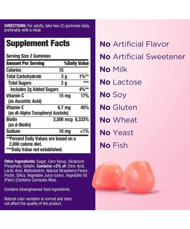 Nature's Bounty Hair Skin & Nails Gummies - 2500 mcg Strawberry Flavor, 140 Count - Buy Online on GoSupps.com