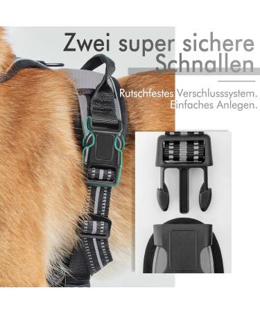 Rabbitgoo Adjustable No-Pull Dog Harness for Medium Dogs - Breathable Control Vest with Reflective Stripes - Safe Gray Harness for Large Dogs - 1 Pack - Buy Online on GoSupps.com