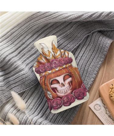 Feather Skull Hot Water Bottle with Plush Cover - Ideal Bed Warmer for Adults & Children (26.5x15.3cm) - International Shipping Available - Buy Online on GoSupps.com