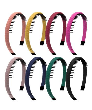 Duufin 8 Pieces Teeth Comb Headband Non-slip Hairbands Colorful Hair Hoop Teeth Headbands for Women Girls  8 Colors - Buy Online on GoSupps.com