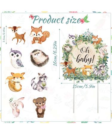 49 Pcs Woodland Cupcake Toppers Floral Leaf Boho Woodland Animal Creatures Cake Toppers for Woodland Baby Shower Party Decor (Leaf Style) - Buy Online on GoSupps.com