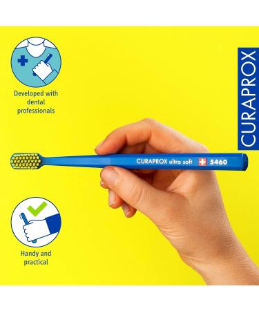 Curaprox CS 5460 Ultra Soft Toothbrush - Dark Blue-Yellow Manual Toothbrush for Adults with 5460 Ultra Soft CUREN Bristles | International Shipping Available - Buy Online on GoSupps.com