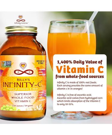 Infinity-C Organic Whole-Food Sourced Vitamin C Powder | Acerola Camu Camu & Amla | 1000mg Superfood C | High-Potency | Shilajit Astragalus Root & Ginger | Vegan Non-GMO (30 Servings) - Buy Online on GoSupps.com