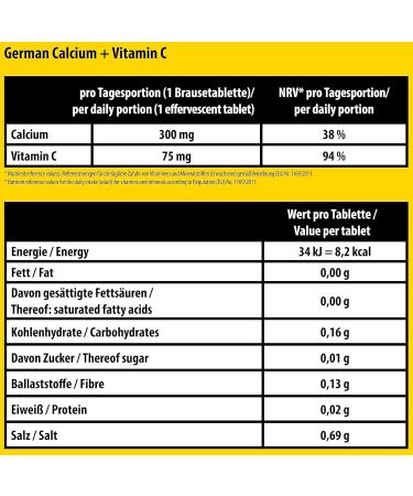 Buy Calcium + Vitamin C Effervescent Tablets - 2x20 pcs Lemon - 300mg Calcium 75mg Vitamin C - Made in Germany - t&d Pharma - Buy Online on GoSupps.com