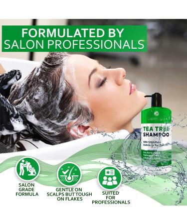Tea Tree Oil Shampoo - Sulfate & Paraben Free Collagen & Keratin Enriched - Anti-Dandruff Ideal for Oily Hair Salon Quality Treatment for Men & Women - Buy Online on GoSupps.com