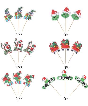 36 Pack Grinch Cupcake Toppers Merry Christmas Cupcake Picks Grinch Christmas Gifts Birthday Baby Shower Christmas Party Cake Decorations Supplies 5 - Buy Online on GoSupps.com