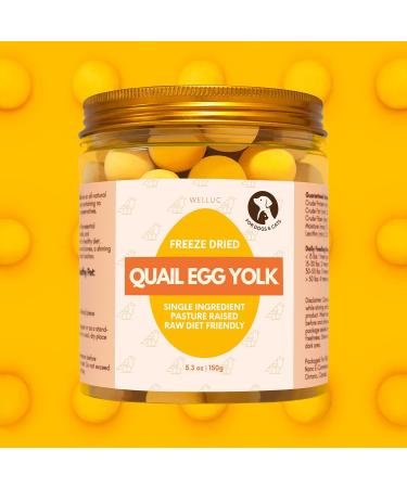 Freeze Dried Quail Egg Yolk for Cats & Dogs | Single Ingredient Raw Pet Treats | Pasture Raised - High Protein Healthy Food Topper Training Treats for Shiny Coat | 150g (5.3 oz) Resealable Jar - Buy Online on GoSupps.com
