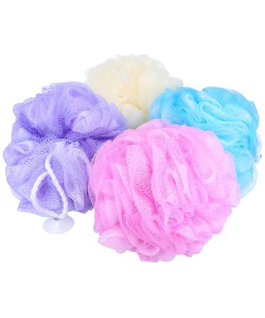 Com -Four 4x shower sponge XL - bathing sponge in great colors - washing sponge for the shower - massage sponge - shower knot (04 pieces - XL) - Buy Online on GoSupps.com