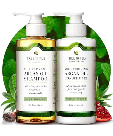 Tree To Tub Sulfate Free Shampoo and Conditioner Set for Oily Hair, Frizz, Sensitive Scalp - Hydrating Argan Oil Shampoo and Conditioner for Women & Men w/Organic Coconut Oil, All Natural Peppermint - Buy Online on GoSupps.com