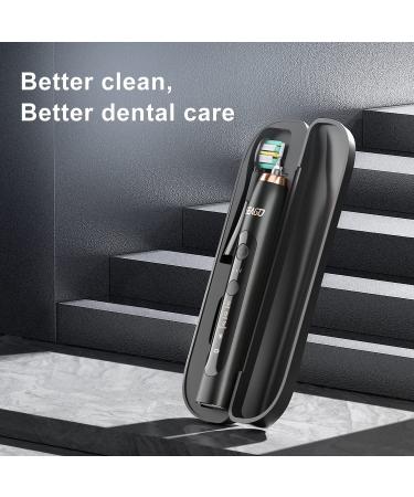 SEAGO Ultrasonic Electric Toothbrush for Adults - Twin-Engine, 3 Modes, 3 Intensities - Wireless Rechargeable Sonic Toothbrush with 8 Brush Heads and Travel Set - Black - Buy Online on GoSupps.com