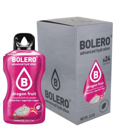 Bolero DRAGON FRUIT 24x3g | Sugar Free Juice Powder, Sweetened with Stevia + Vitamin C | for Kids & Sports | Gluten Free, Veg