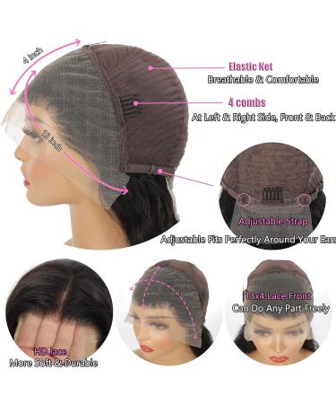 Vroosar 28 Body Wave Lace Front Human Hair Wig 180 Density | 13x4 HD Transparent Lace Frontal | Glueless & Pre-Plucked for Women | Natural Hairline - Buy Online on GoSupps.com