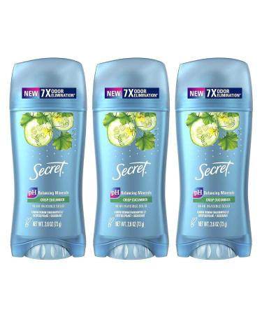 Secret Deodorant Solid 2.6 oz Crisp Cucumber Antiperspirant (Pack of 3) | Long-Lasting Protection - Buy Online on GoSupps.com