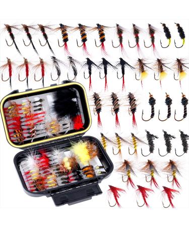 Fly Fishing Flies Kit, 36/78Pcs Fly Fishing Lures, Fly Fishing Dry Flies Wet Flies Assortment Kit with Waterproof Fly Box for Trout Fishing