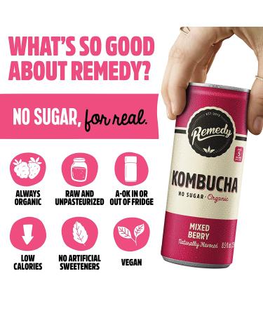Remedy Organic Sugar-Free Keto Kombucha Tea - Mixed Berry 8.5 Fl Oz (24-Pack) - Buy Online on GoSupps.com