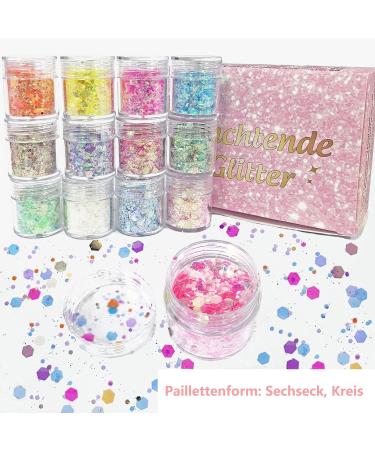 Shop Lynlon 12 Colors Glitter Face & Body Sequins - Festival Makeup Hair Nail DIY Epoxy Resin & Halloween Sparkle - Buy Online on GoSupps.com