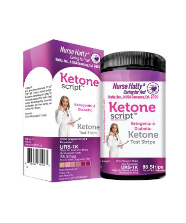 Nurse Hatty 85ct. Ketogenic & Diabetic Urinalysis Test Strips, and Standard for Adkins & Low-carb Diets - Reg. Length Strips.