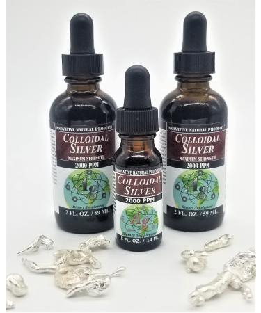 Colloidal Silver 2000 PPM Buy Two 2 OZ GET ONE Trial Size (1/2 oz) Free by Innovative Natural Products