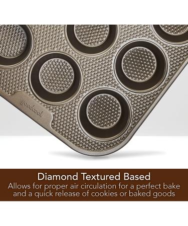 GoodCook 24-Cup Nonstick Muffin Pan - Sweet Creations Textured Design, Champagne Pewter - Buy Online on GoSupps.com