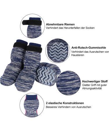 Shop Petloft Anti-Slip Dog Socks - 4 Pack with Adjustable Fastening for Small to Medium Dogs & Cats (XL Dark Blue Paw) | Indoor Slide-Resistant Socks for Pets - Buy Online on GoSupps.com