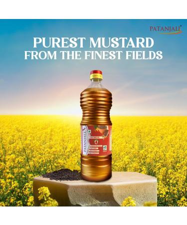 Pata'njali Pure Mustard Oil Natural Kachi Ghani Sarso ka Tel Healthy Cooking Oil for Daily Use - 1L - Buy Online on GoSupps.com