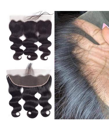 Body Wave 10 Inch Frontal Transparent HD 13X4 Lace Frontal Closure Unprocessed Brazilian Virgin Frontal Human Hair 150% Density Ear to Ear Lace Frontal Closure for Black Women Pre-Plucked with Baby Hair Lace Frontal Natu...
