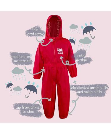 Metzuyan Unisex Waterproof Puddle Rainsuit | 18-24 Months | Red - Buy Online on GoSupps.com