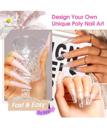 ROSALIND Poligel for Nail Extension 60 ml x 2 Transparent & Soft Pink UV LED Quick Construction Poly Nail Gel for Beginners  - Buy Online on GoSupps.com