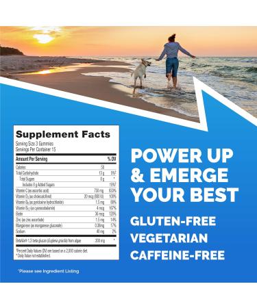 Emergen-C Immune+ Triple Action Immune Support Gummies BetaVia (R) 1000mg Vitamin C B Vitamins Vitamin D and Antioxidants Super Orange - 45 Count - Buy Online on GoSupps.com