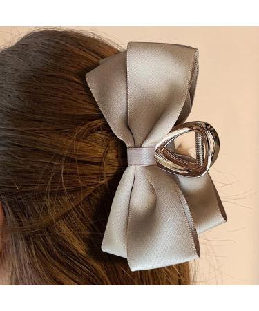 Bow Clips - Large Hair Claw Clamp Hair Barrettes Satin Bow for Hair Clips Hair Styling Clamps for Adult and Women Champagne - Buy Online on GoSupps.com