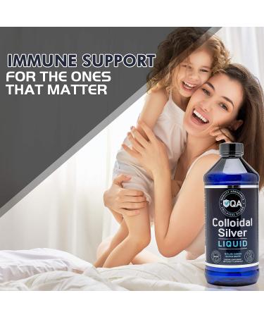 QA Colloidal Silver Liquid 25 PPM - Pure Immune Support Supplement - 16oz Nano Solution - 94.5 Servings - Buy Online on GoSupps.com