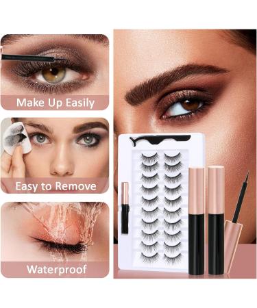 TFHAllOSTYLE 3D Magnetic Eyelashes with Eyeliner Kit 2 Tubes of Magnetic Eyeliner Nature Look No Glue & Tweezers 10 Pairs Natural Wispy Fluffy 3D Effect False Eyelashes (101) - Buy Online on GoSupps.com