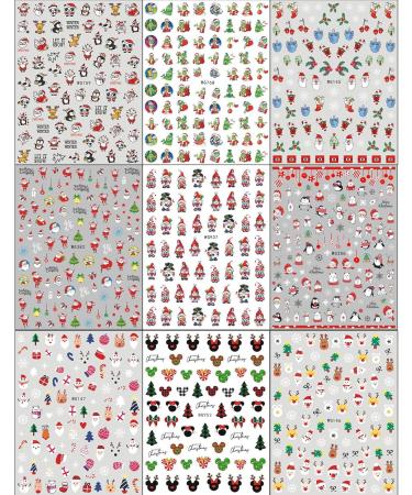 Christmas Nail Stickers 9 Sheets Self-Adhesive Nail Decal Snowflake Santa Claus Hat Red Nail Art Decoration Design Supplie - Buy Online on GoSupps.com