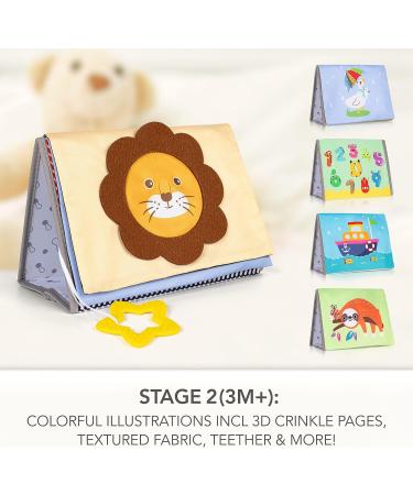 SYNARRY Tummy Time Mirror Soft Book with Baby Safe Mirror & Silicone Teether - Best Toy for Newborn Baby Development - Buy Online on GoSupps.com