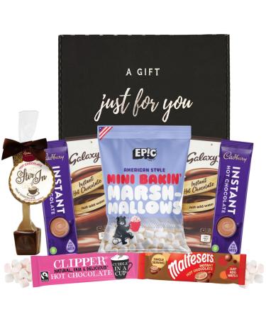 Hot Chocolate Gift Set - Cadbury Hot Chocolate x2 Galaxy Hot Chocolate x2 Clipper Hot Chocolate x1 Maltesers Hot Chocolate x1 Bundle With Mini Marshmallows 150g and Hot Chocolate Spoon - Buy Online on GoSupps.com