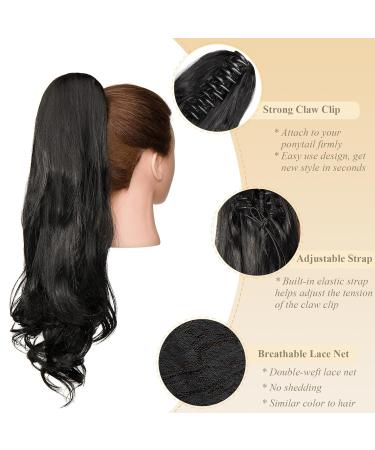 50cm Black Curly Ponytail Extensions - Gairyan Synthetic Hair Claw Clip-In Braid for Women - Buy Online on GoSupps.com