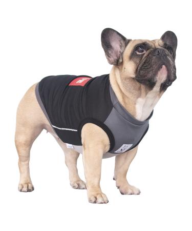 iChoue Quick Dry Shirts for Dogs Cooling Shirt Sleeveless Stretchy Tank Top Vest Clothes French Bulldog English Pug Grey Black - Large Large (Pack of 1) Grey and Black