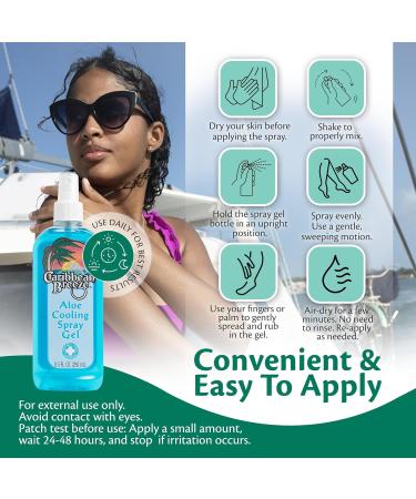 Caribbean Breeze Aloe Cooling Spray Gel | Sunburn Relief with Mango Lime & Tea Tree | Vitamin-Enriched 8.5 oz - Buy Online on GoSupps.com