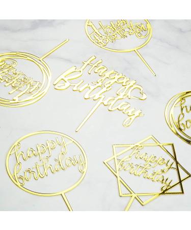 6-Pack Gold Birthday Cake Topper Set  Double-Sided Glitter  Acrylic Happy Birthday Cake Toppers /Cupcake Toppers  Birthday Decorations for Children or Adults. 6Pack-Gold2 - Buy Online on GoSupps.com