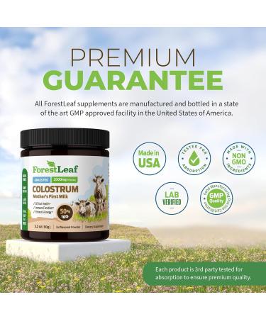 ForestLeaf Colostrum Powder 50% IgG Highest Pure Concentration Grass Fed Colostrum Supplement for Gut Health Immune Support and Muscle Recovery Bovine Colostrum for Humans Unflavored 45 Servings 3.2 Ounce (Pack of 1) - Buy Online on GoSupps.com