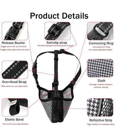 Breathable Muzzle for Large Dogs | Reflective & Adjustable Dog Mask - Prevent Biting & Chewing - Buy Online on GoSupps.com