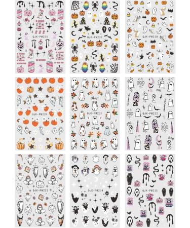 JMEOWIO 9 Sheets Halloween Nail Art Stickers Decals Self-Adhesive Star Cute Ghost Nail Supplies Nail Art Design Decoration Accessories - Buy Online on GoSupps.com