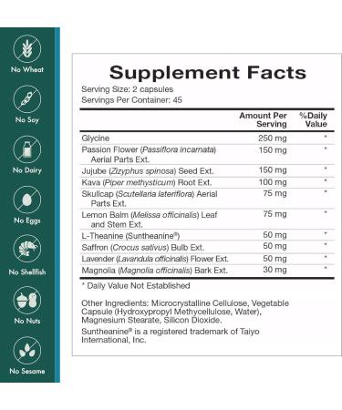 Natura Health Products Tranquility Supplement - Supports Relaxation - Featuring L-Theanine Lemon Balm Saffron Kava Skullcap Lavender and Passion Flower (90 Capsules) - Buy Online on GoSupps.com