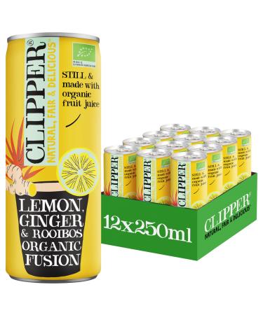 CLIPPER - Organic Refreshing Drink - Fusion Lemon Ginger Rooibos - No added sugar - 25cl x 12
